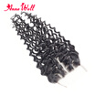 7A Mongolian Kinky Curly Closure 100 Virgin Human Hair 4X4 Kinky Curly Lace Closure Bleached Knots Free Middle 3 Part Closure