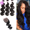 Brazilian Hair 3Bundles Body Wave Virgin Hair With Lace Closure 8-28inch Mixed Length Human Hair Bundles