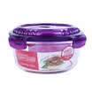 Lokchu buckle will breathe crisper box breathable heat-resistant glass lunch box increased lunch box microwave oven glass bowl sealed storage box LLG861V purple 950ml