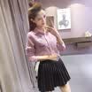 VIVAHEART Korean Long Sleeve Lapel Print Student Pure Color Shirt Shirt Female VWCC172333 Pink L