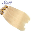 Blonde Brazilian Virgin Hair Straight 3 Bundles 8A Unprocessed Brazilian Human hair Weave Extensions Platinum Blonde Hair