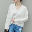 City Plus CITYPLUS Arts Fan Long Sleeve Loose Sleeve Hooded V-Shirt Top coat CWTC173462 White M