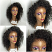Short kinky curly lace front human hair wigs brazilian virgin hair short curly full lace bob wig