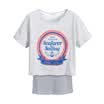 Semir Semir Short Sleeve T-Shirt Summer Lady Print Striped Loose T-Shirt Two-piece Set 12216000006 Dark Blue S