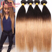 Ombre Brazilian Virgin Hair 4 Bundles Ombre Straight Brazilian Hair Weave Bundles Two Tone Human Hair Weave Blonde 1B27 Tissage