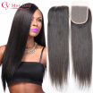 7A Brazilian Virgin Hair Closure Straight Middle Part Bleached Knots 4x4 Inch Swiss Lace Top Closures Brazilian Straight Closure