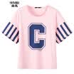 Semir short body T-shirt summer Korean round neck collar cotton loose half-sleeved T-shirt 19037000606 black L