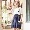 Yixiang Li Ying 2017 summer new loose waist false two dresses 970425116 white L