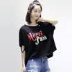City Plus CITYPLUS Arts Fan Cave Round Collar Colors Short Form Long Short Sleeve T-Shirt Female CWTD174475 Black L