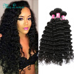 Top Peruvian Virgin Hair Deep Wave 4 Bundles 8A Peruvian Curly Hair Curly Weave Human Hair Extensions Deep Curly Hair Bundles