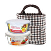 Lokchu buckle separate glass crisper two-piece microwave oven lunch box lunch box lunch box LLG861C separate type LLG861 gift England grid package 840 950ml