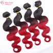Ombre Brazillian Virgin Hair Body Wave 1B Burgundy Ombre Red Brazilian Hair Human Hair Extensions Ombre Hair Weft 4 Bundle Deals