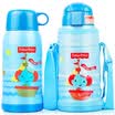 Fisher-Price cup children&39s straw cups male&female students stainless steel kettle double cup covered with a cup set 550ML blue