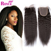 Unprscessed Brazilian Lace Closure Kinky Straight 1 Pcs Brazilian Yaki Lace Closure with Baby Hair Hand Weaving Swiss Lace