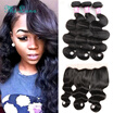 Body Wave 13x4 Ear to Ear Lace Frontal Closure With Bundles Human Brazilian Virgin Hair 3 Bundle With Lace Top Frontal Closure
