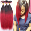 Ombre Brazilian Hair 3 Bundles Straight Weave 3pcs Burgundy Ombre Human Hair Weave Brazilian Straight Hair Ombre Hair Extensions