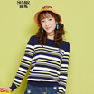 Semir Somerset Knitwear Women&39s Round Collar Straight Sweater Straight Sweater Shirt 14316070013 Blue Yellow Tone M