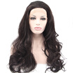 Anogol Heat Resistant Fiber Peruca Laco Sintetico Handmade Long Natural Body Wave Black Hair Wigs Synthetic Lace Front Wig