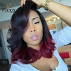 Lace Front Wig 150 Density Ombre 1B Burgundy Two Tone 99J Natural Wave Brazilian Human Hair Front Lace Wigs