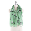 2017 New Fashion Summer Beach Scarves Cartoon Pandas Women Silk Scarf Blue Green Black Violet Cute Cappa Sun Block Voile Shawl