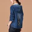 City plus CITYPLUS 2017 autumn new women&39s art hooded leisure loose embroidery jacket denim short jacket CWWT178152 dark blue M