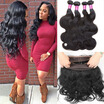 Pre Plucked 360 Lace Frontal Closure With Bundles Brazilian Virgin Human Hair Body Wave Weave 360 Frontal Band Natural Hairline