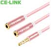 CE-LINK audio cable one minute headphone extension line 02M 35 stereo audio cable headphone splitter phone flat panel audio cable rose gold A2432