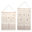 FaSoLa cotton&linen wall hanging bag key storage bag wall hanging bag lattice storage bag 5 pocket 7 pocket 2 piece suit