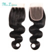 Three Part Lace Closure 100 Brazilian Hair Body Wave with Closure Swiss Lace Non-Remy Human Hair 1 Piece 8"-20"