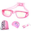 Youyou children goggles men&women youth swimming goggles suit cap comfortable&soft for children 6338 plating pink