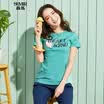 Semir Semir short sleeve T-shirt summer round neck print Korean version of the cotton half-sleeved T-shirt 12216000005 pink green XL