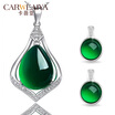 Carweaiya Icy Emerald Green Chalcedony Necklace Female Silver Jewelry 925 Silver Inlaid Clavicle Chain Pendant Birthday Gift