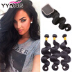 8A Grade Brazillian Body Wave With Closure Brazilian Hair Weave 3 Bundles With Closure YYONG Hair With Closure New Arrival
