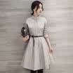 Fort Sheng 2017 women&39s autumn commute POLO collar in the waist A-type chiffon dress elegant fashion XMRSL1631 gray XL