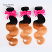 Silkswan Malaysian Body Wave Ombre Human Hair Weave Bundles Extension Remy Hair 100 human hair Free shipping