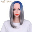 AISI HAIR Synthetic Short Wigs for Short Wig Blue&Silver Gray Wig African American Hair