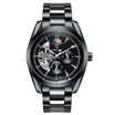 Luxury Business Mens Fully automatic Mechanical watch Moon phase&Stars Pierced Transparent mens watches