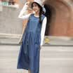 Yan Man INMAN 2017 autumn new fake two-piece dress in the long section of women received waist denim skirt 1873101086 denim blue S