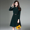 Fort Sheng 2017 new women&39s autumn plaid dress Korean Slim in the long paragraph temperament simple ladies long-sleeved skirt zx1781813 plaid M