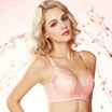 Urban beauty lace bra adjustment gathering type deep v sexy lace b mold cup bra YB6112 shrimp powder 75B