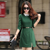 Markentsee 2017 new women&39s chiffon dress pure color temperament ladies long section Korean version of the dignified atmosphere long-sleeved skirt zx1781722 black XXL