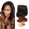 1 Pcs 44 Lace Closure Ombre body Wave Hair Brazilian Virgin Human Hair Extensions body wave Lace Closure