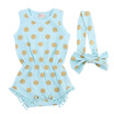 Baby Girl Gold Dots Clothes Bodysuit Romper Jumpsuit Bow Head Band Outfits Set