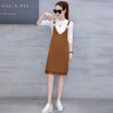 Fort Sheng 2017 new women&39s autumn lace harness dress long-sleeved loose black strap skirt black dress two sets zx17081410 black S