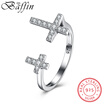 New Design Cross Open Rings S925 Sterling Silver Jewelry Made With Cubic Zirconia Diamond Ring