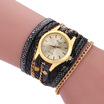 2017 New Fashion Womens Casual Vintage Multilayer Wristwatch Weave Wrap Rivet Leather Bracelet Wrist Watch
