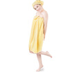 Sanli Xuerong super soft bow braised towel towel suit bath skirt bath cap Suya - goose yellow