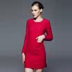 Rebecca Marc Rebecca temperament Slim thin long sleeves woolen dress A word skirt 45487E rose red XL