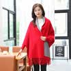 STORY Of SHANGHAI Ladies&39 Solid Color Scarves Wrinkled with Red&White Knit Wearable Shawl Gray