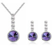 Round Crystals Pendant Necklace Earrings Jewelry Sets For Women Gift Bride Wedding Jewelry White Gold Color Accessories